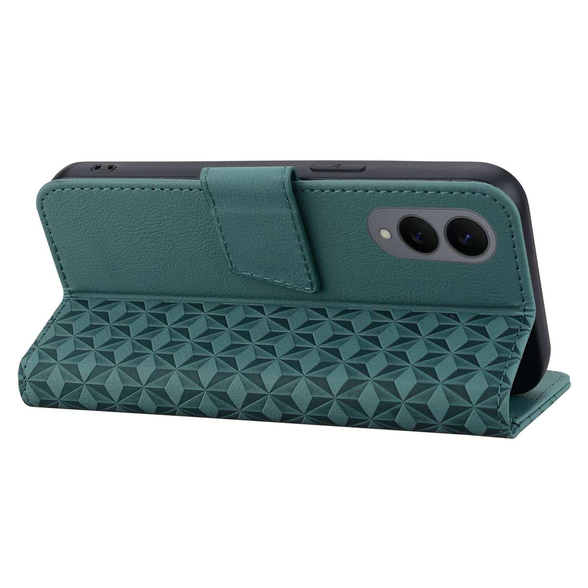 For Samsung Galaxy S25 Edge 5G Diamond Buckle Leather Phone Case with Lanyard(Green)