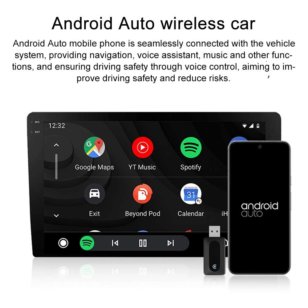 2 in 1 CarPlay and Android Auto Car Connectivity Box Wireless Auto Smart Adapter(Black)