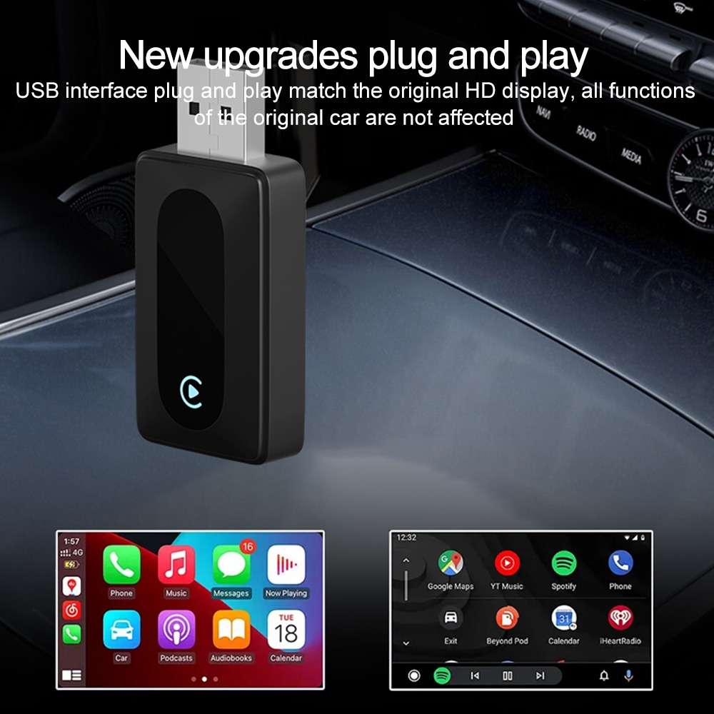 2 in 1 CarPlay and Android Auto Car Connectivity Box Wireless Auto Smart Adapter(Black)