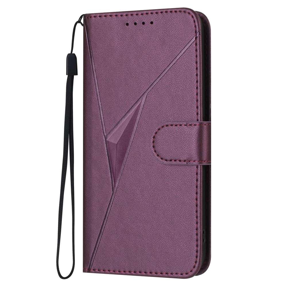 For iPhone 14 Pro Triangle Pattern Buckle Clasp Leather Phone Case(Dark Purple)