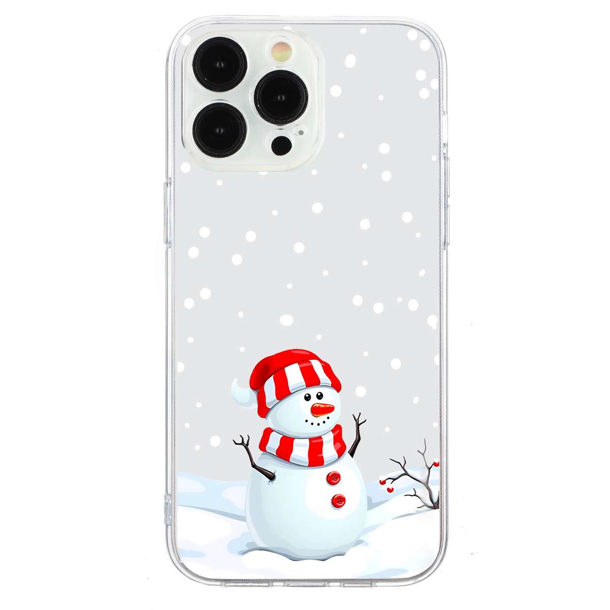 For iPhone 16 Pro Max Christmas Painted Pattern TPU Transparent Phone Case(Snowman)