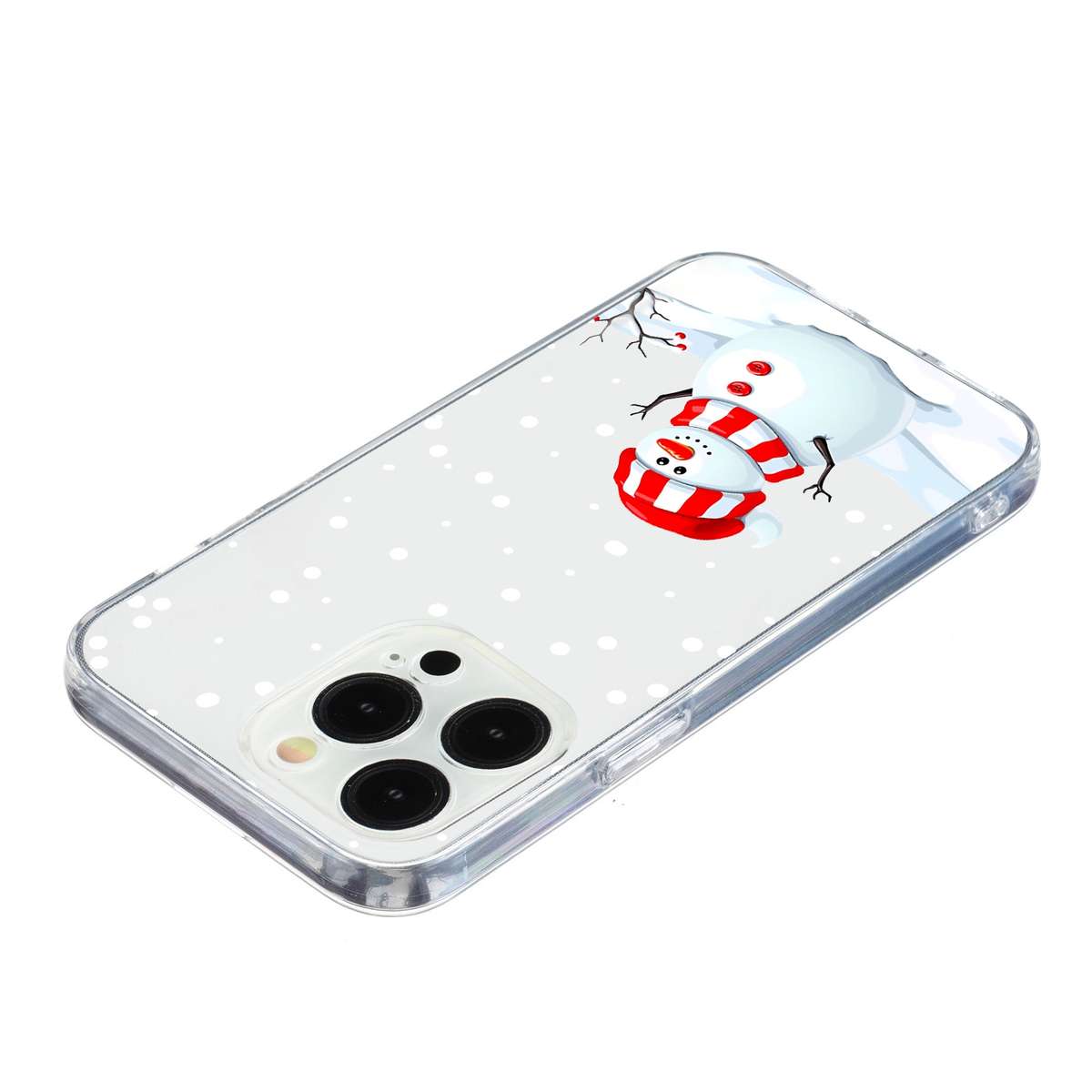 For iPhone 16 Pro Max Christmas Painted Pattern TPU Transparent Phone Case(Snowman)