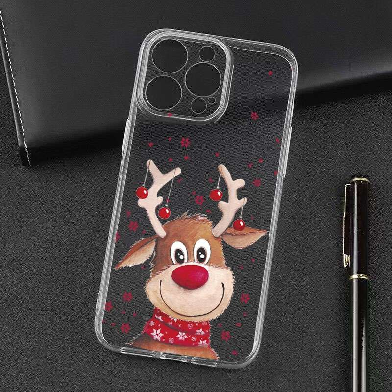For iPhone 16 Pro Max Christmas Painted Pattern TPU Transparent Phone Case(Snowman)