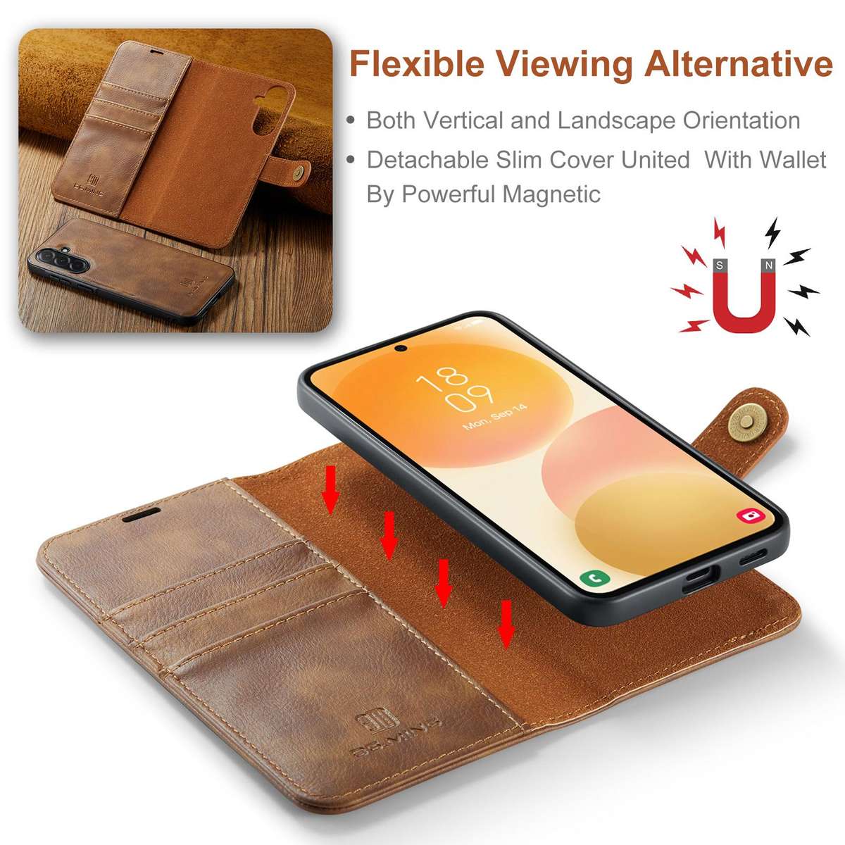 For Samsung Galaxy A57 5G DG.MING Crazy Horse Texture Detachable Magnetic Leather Case(Brown)