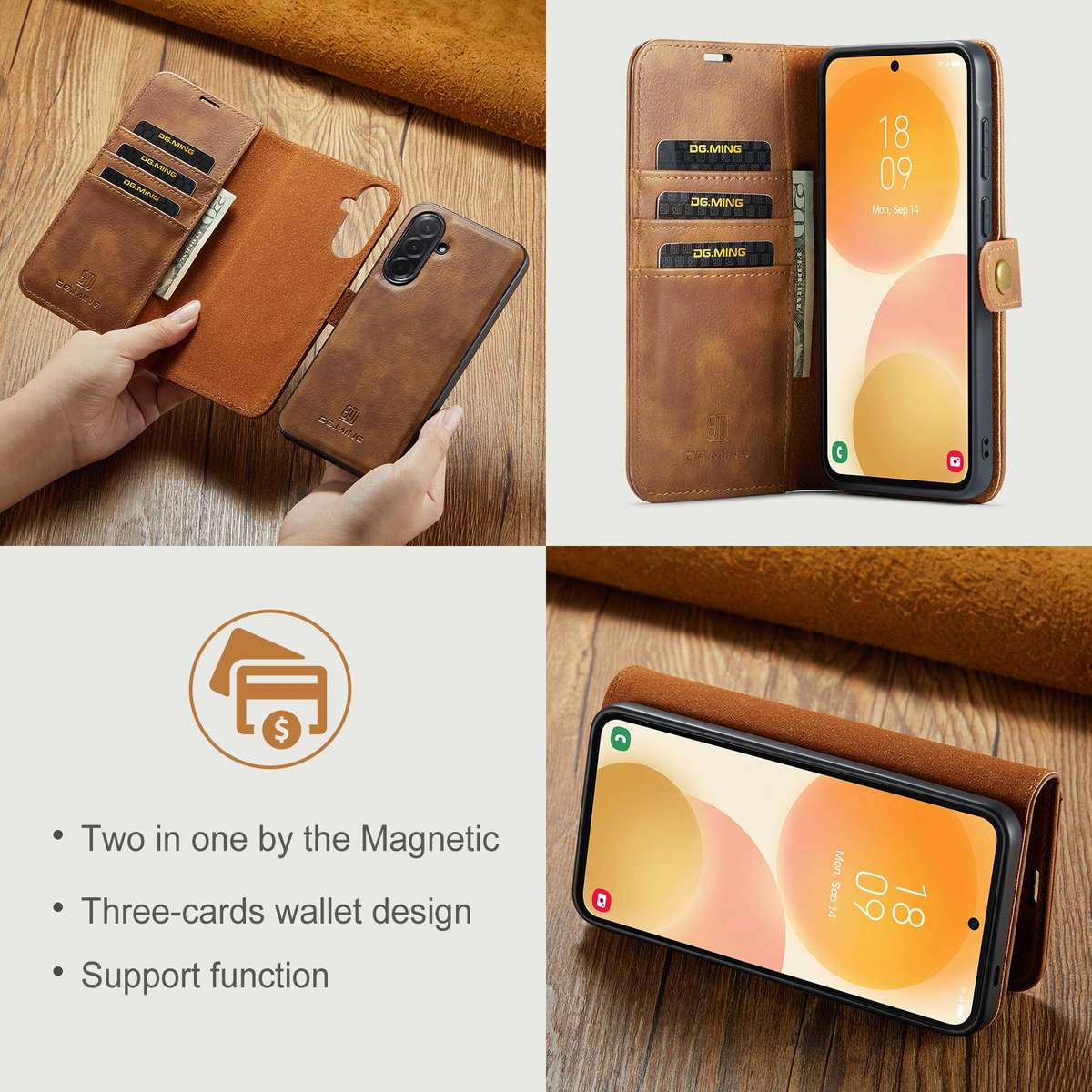 For Samsung Galaxy A57 5G DG.MING Crazy Horse Texture Detachable Magnetic Leather Case(Brown)