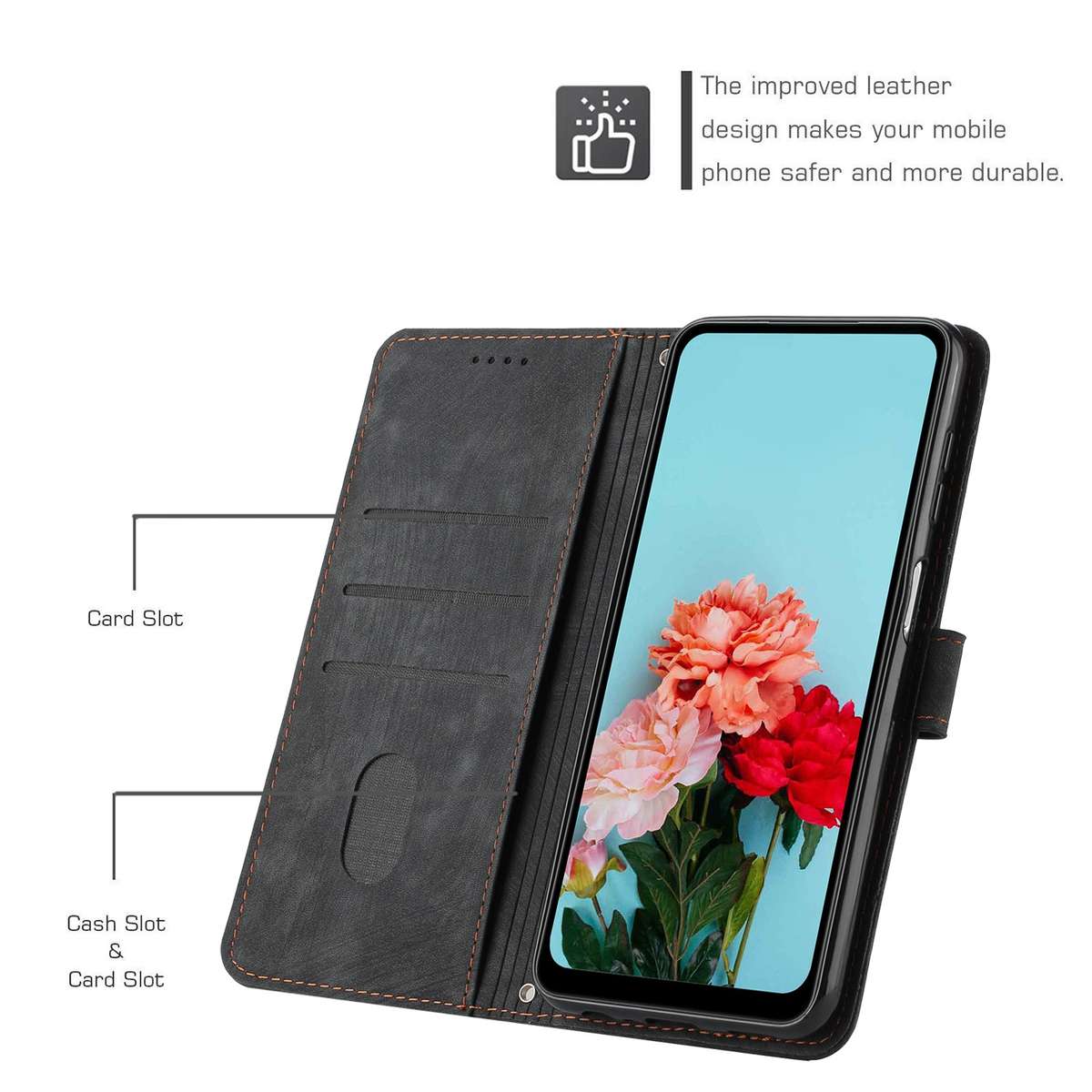 For Redmi Note 14 Pro 5G Global Skin Feel Stripe Pattern Leather Phone Case with Lanyard(Black)