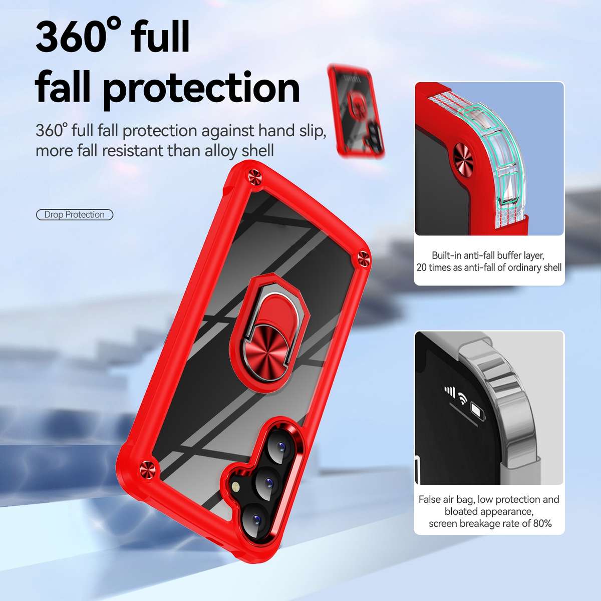 For Samsung Galaxy S25 5G TPU + PC Lens Protection Phone Case with Ring Holder(Red)