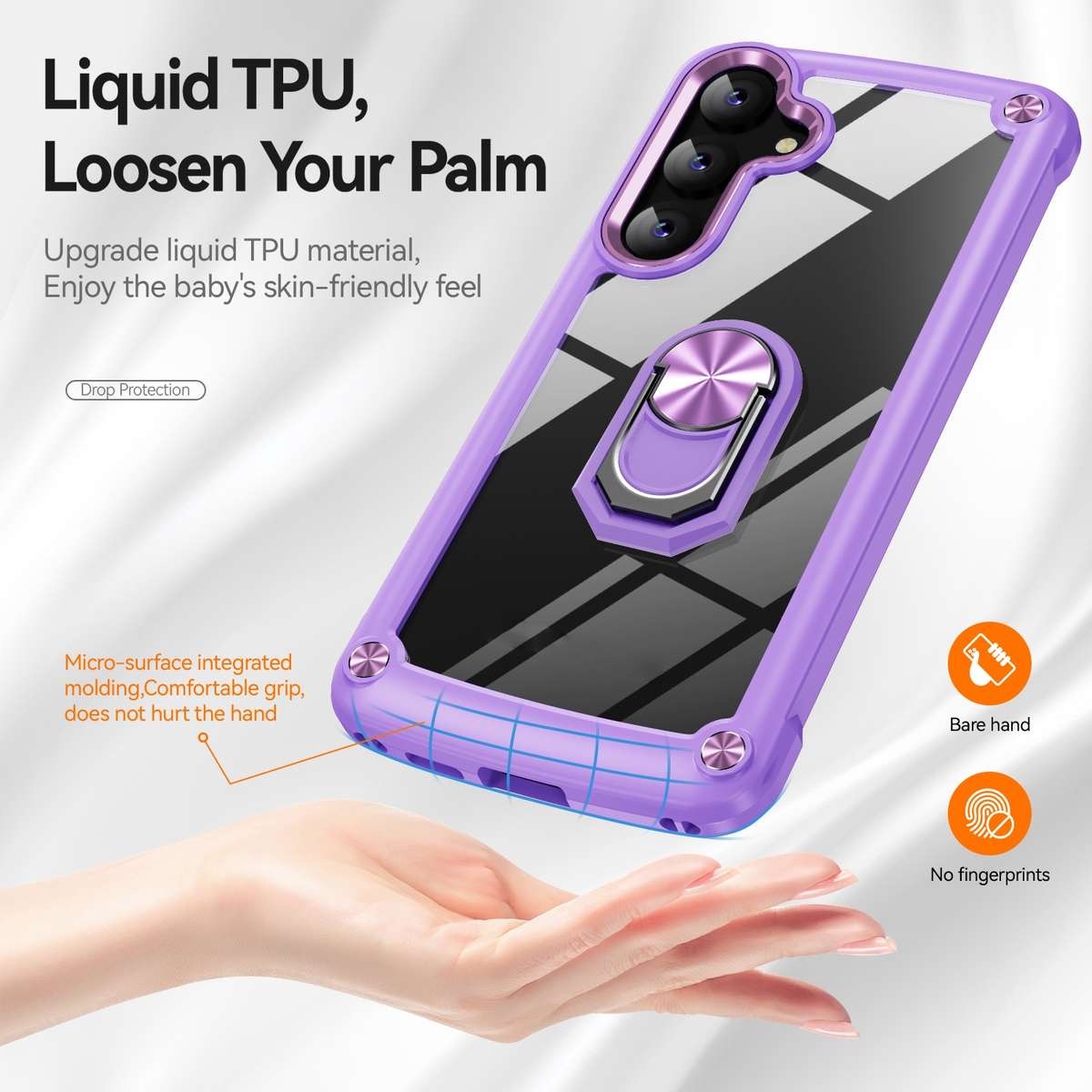 For Samsung Galaxy S25 5G TPU + PC Lens Protection Phone Case with Ring Holder(Purple)