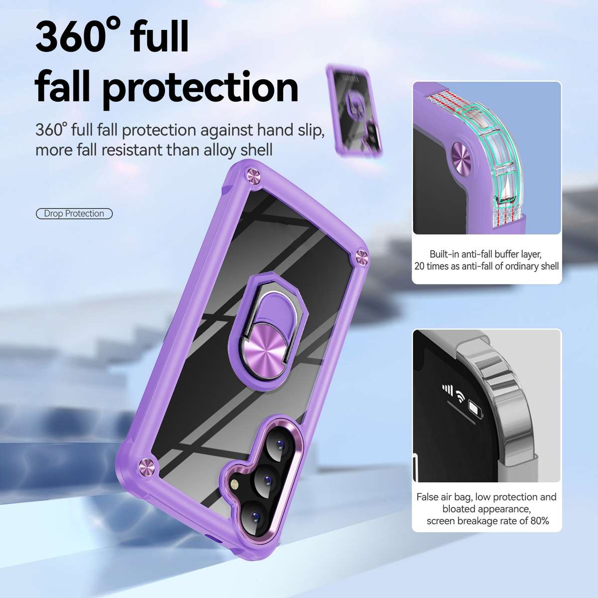 For Samsung Galaxy S25 5G TPU + PC Lens Protection Phone Case with Ring Holder(Purple)