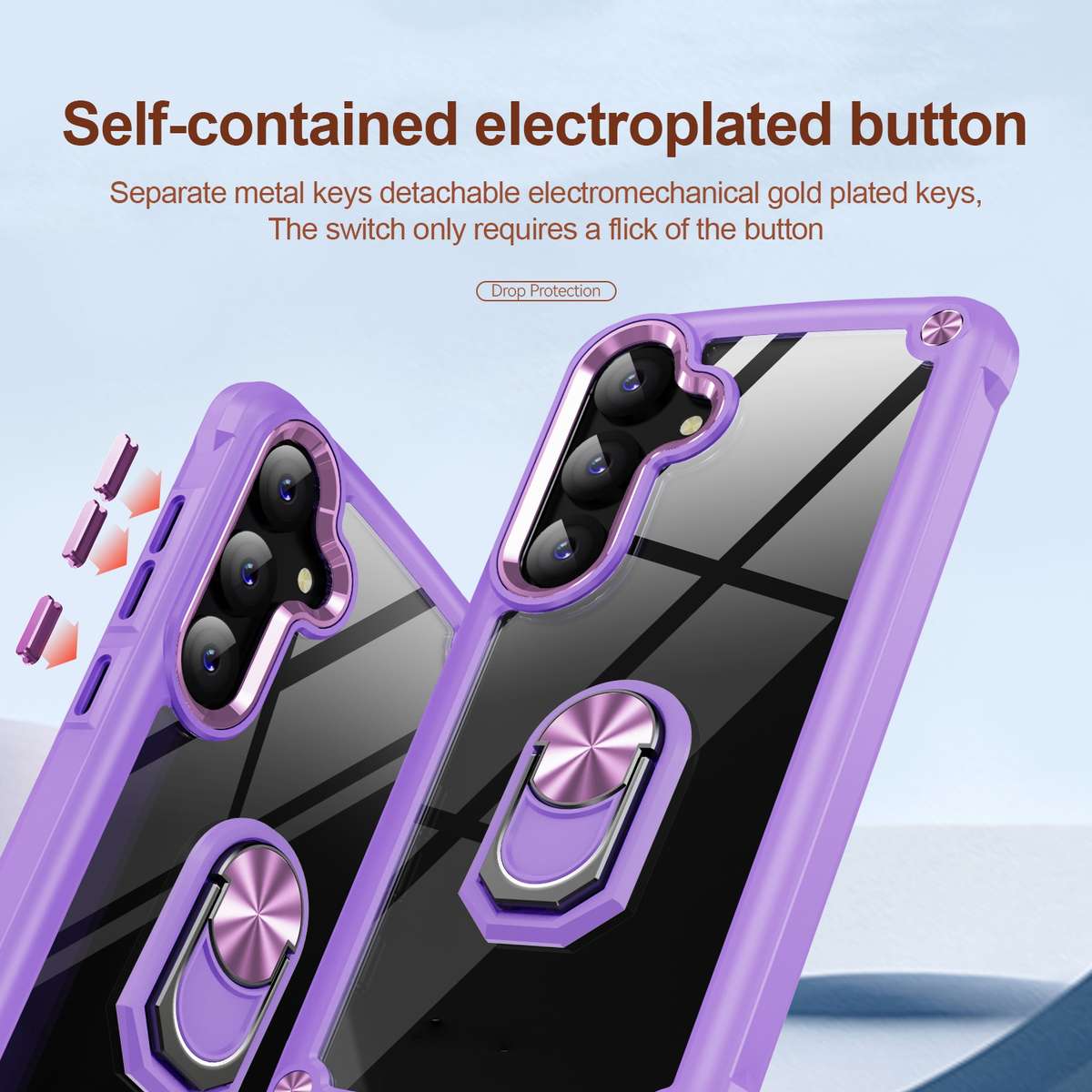 For Samsung Galaxy S25 5G TPU + PC Lens Protection Phone Case with Ring Holder(Purple)