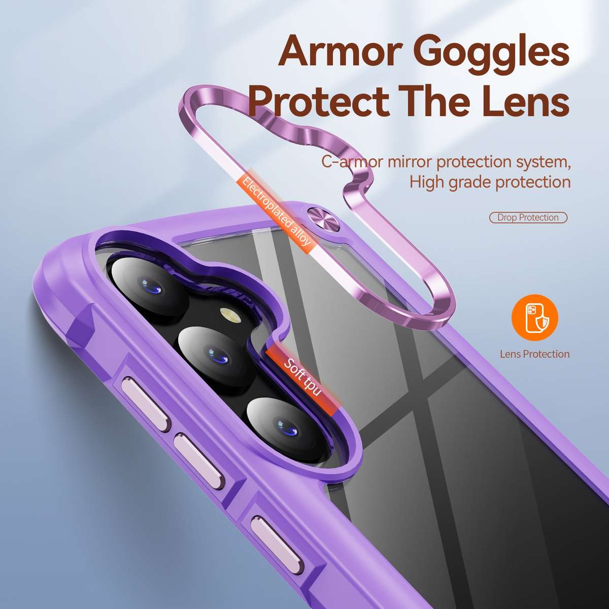 For Samsung Galaxy S24 FE 5G TPU + PC Lens Protection Phone Case(Purple)