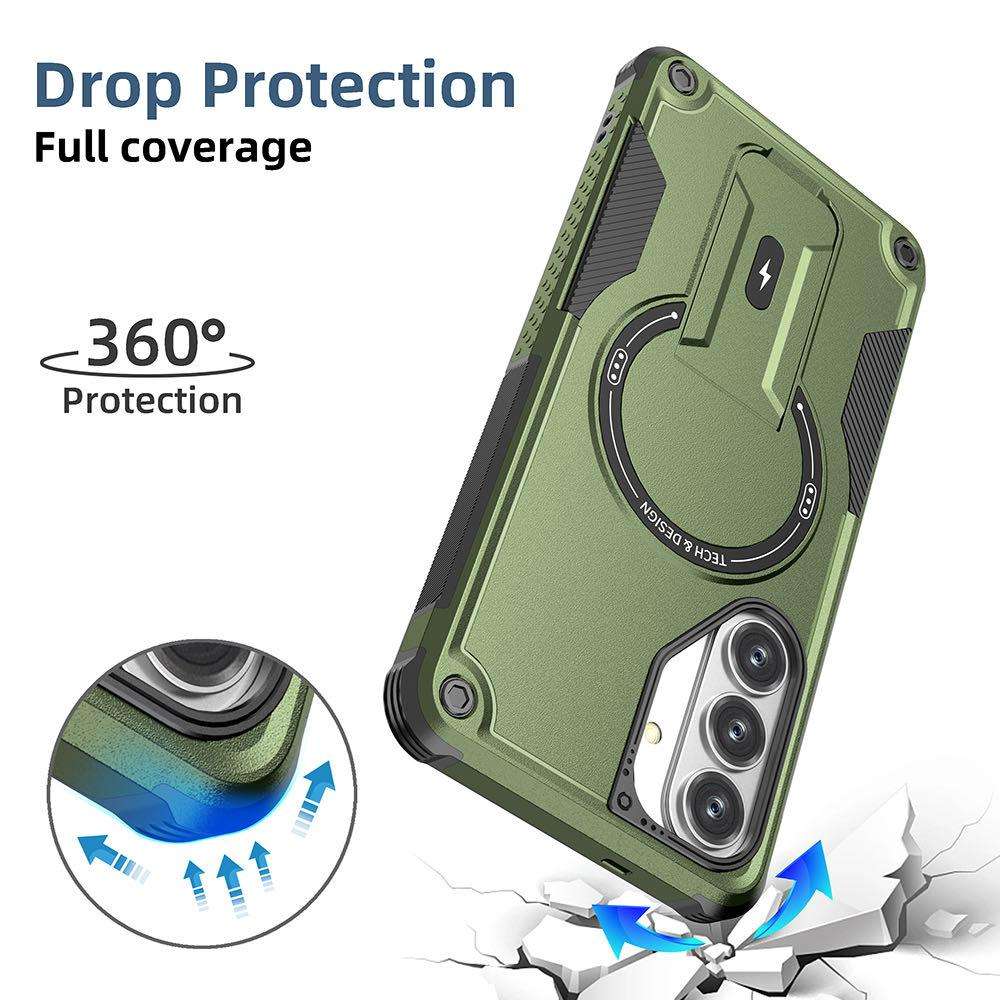 For Samsung Galaxy S26+ 5G Armor MagSafe Holder PC Hybrid TPU Phone Case(Black)