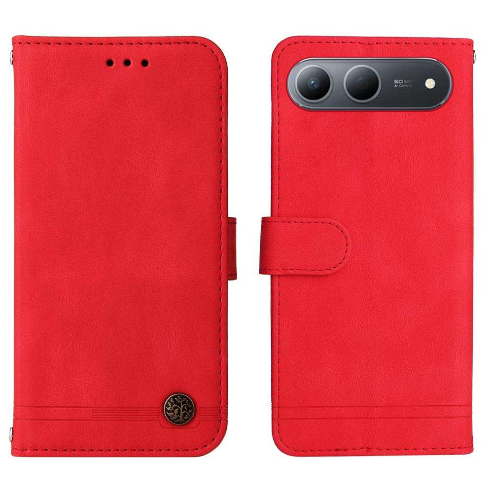 For Tecno Spark 40 5G / Spark Go 5G 2025 Skin Feel Life Tree Metal Button Leather Phone Case(Red)