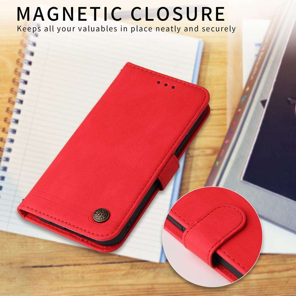 For Tecno Spark 40 5G / Spark Go 5G 2025 Skin Feel Life Tree Metal Button Leather Phone Case(Red)