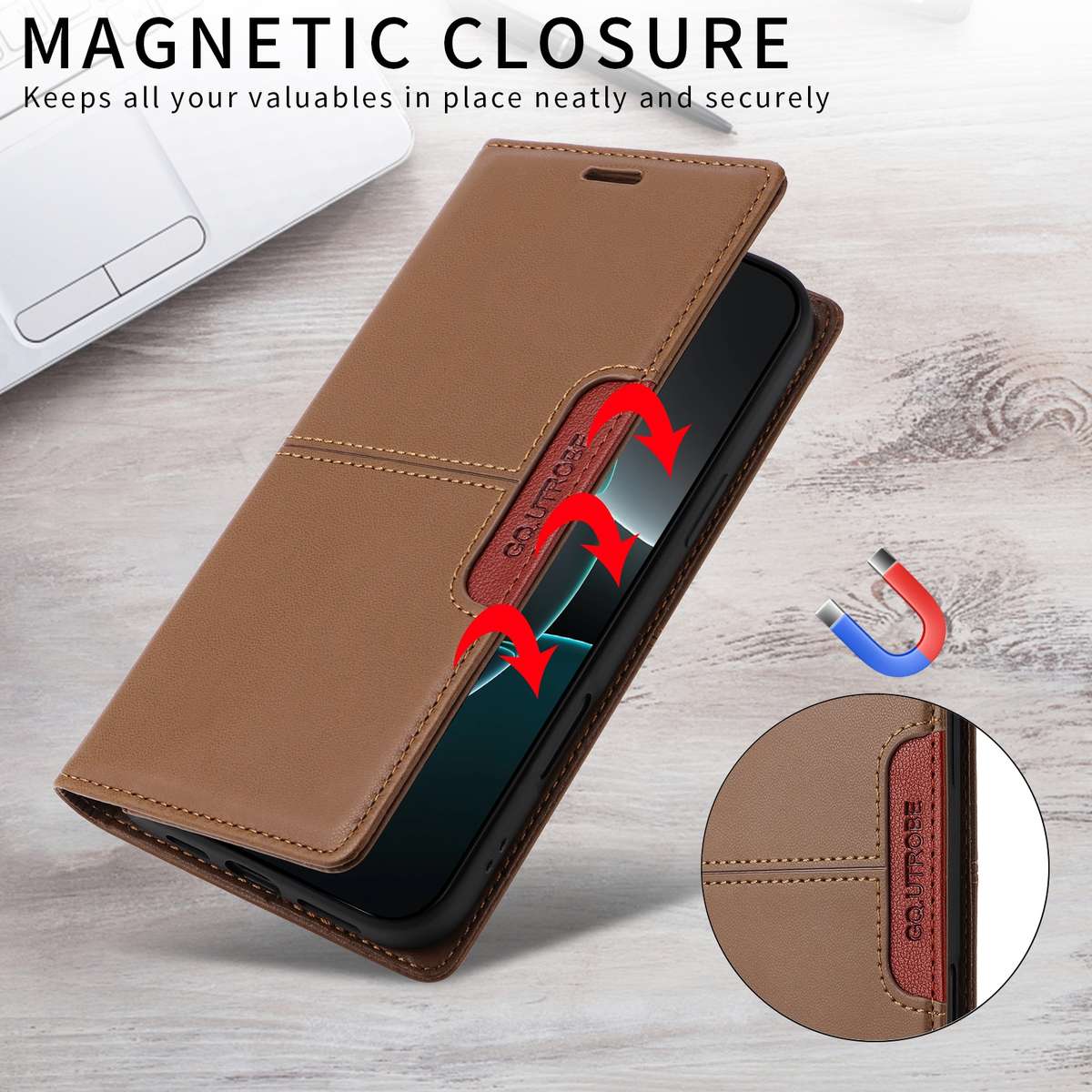 For Samsung Galaxy Note20 GQUTROBE G01 RFID Anti-theft Leather Phone Case(Brown)