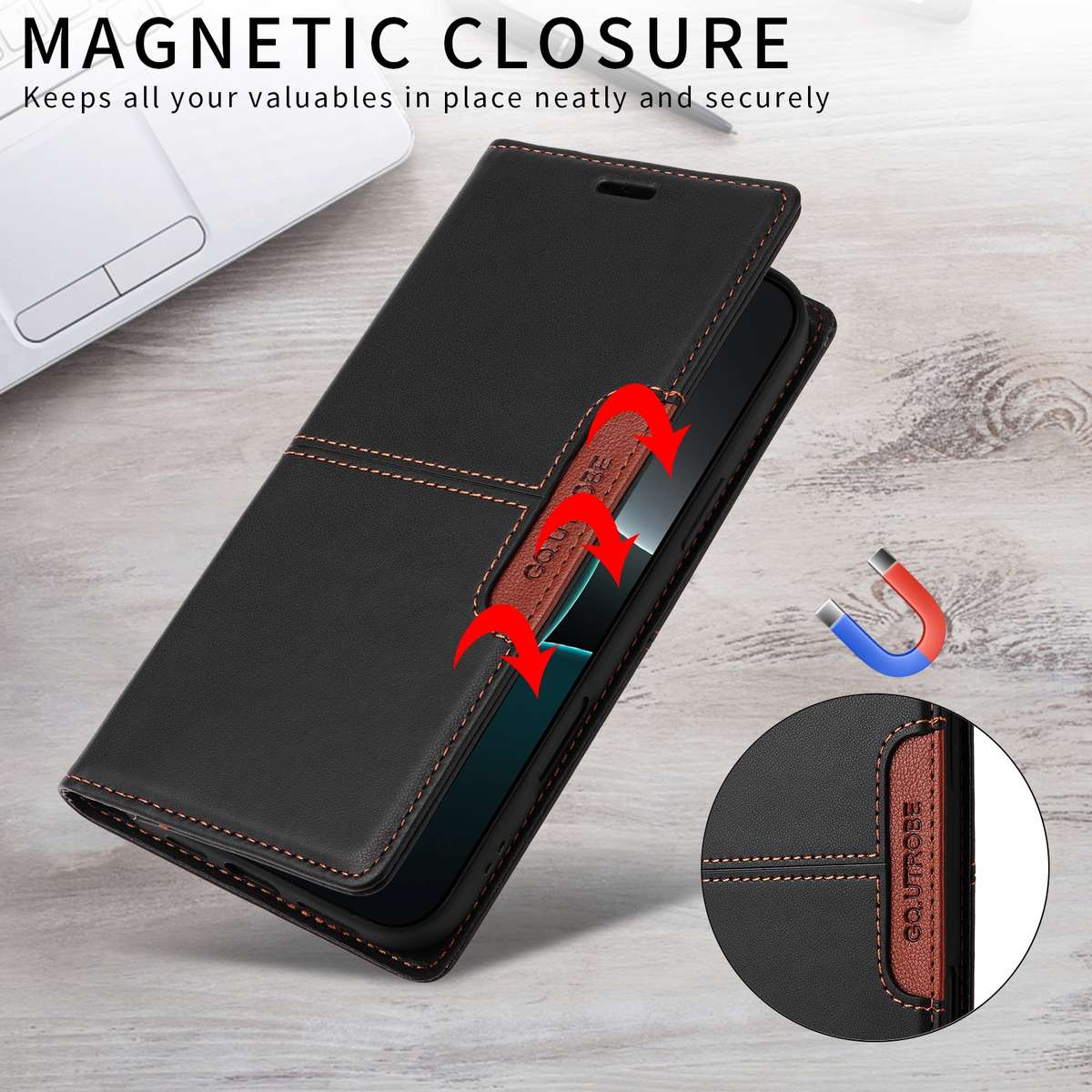 For Samsung Galaxy Note20 GQUTROBE G01 RFID Anti-theft Leather Phone Case(Black)
