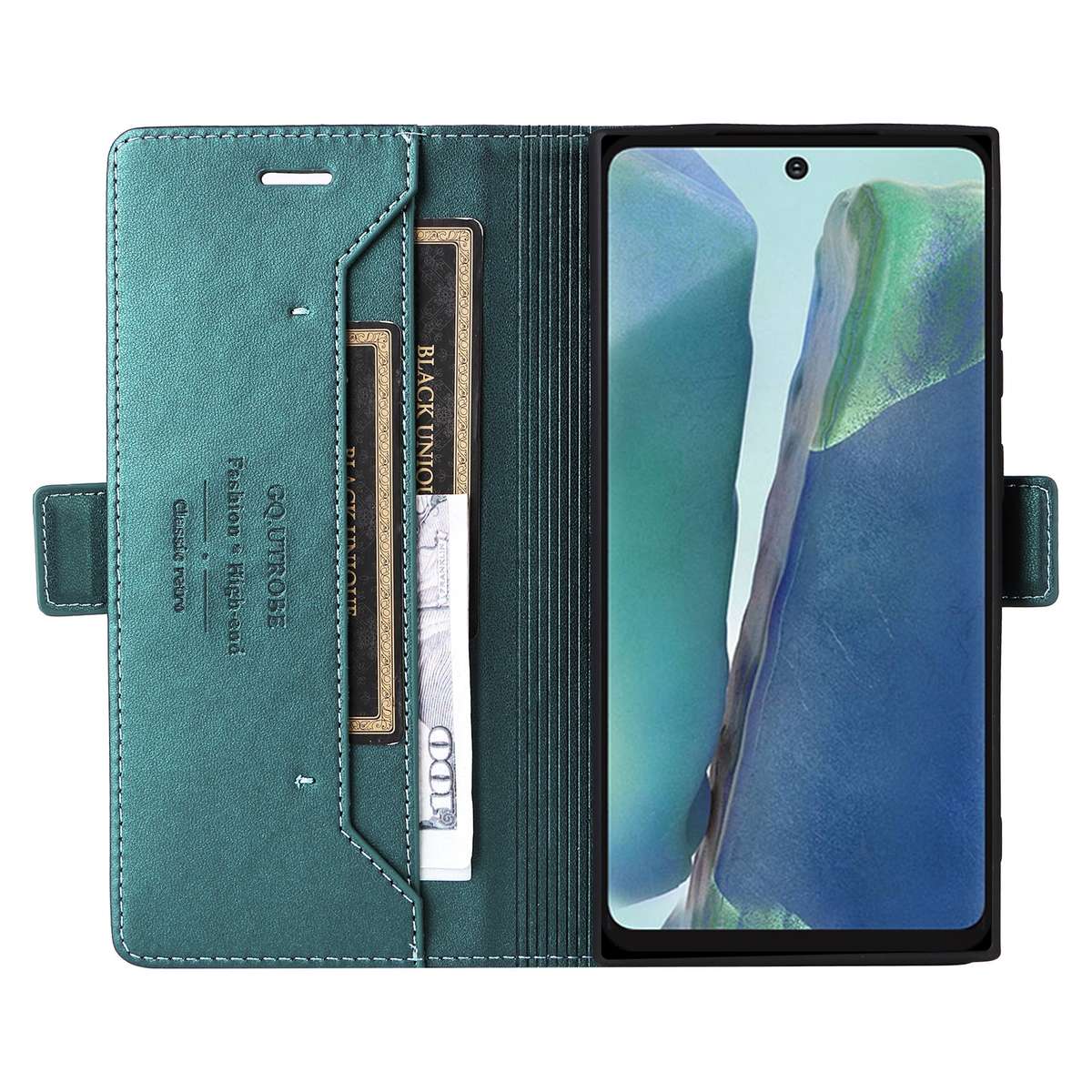 For Samsung Galaxy Note20 GQUTROBE G01 RFID Anti-theft Leather Phone Case(Green)