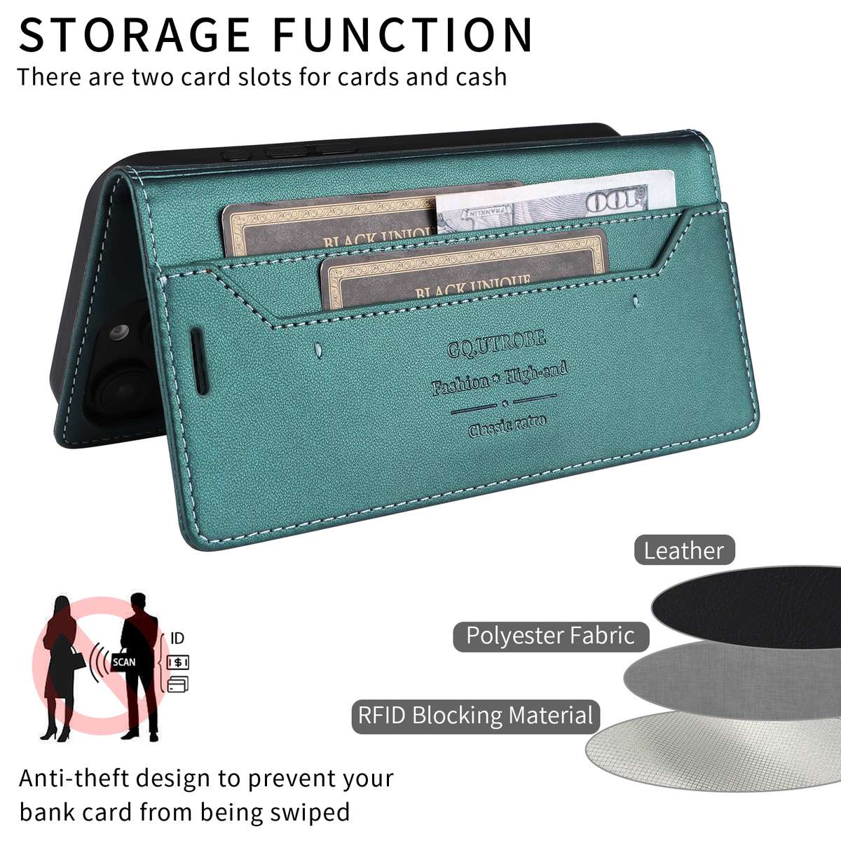 For Samsung Galaxy Note20 GQUTROBE G01 RFID Anti-theft Leather Phone Case(Green)
