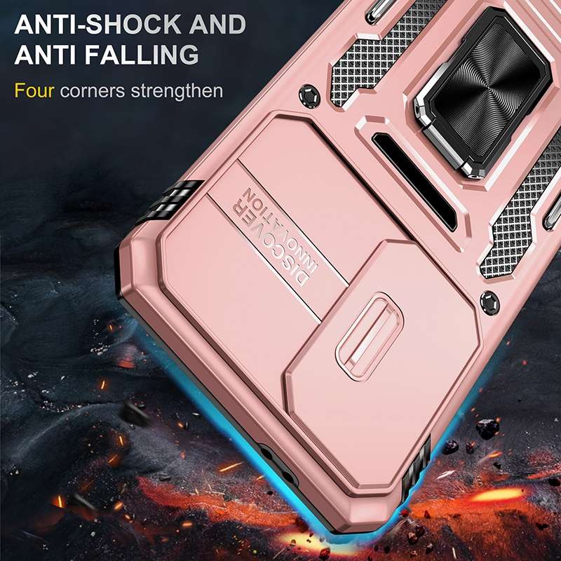 For Samsung Galaxy S24 FE 5G Armor PC Hybrid TPU Camera Shield Phone Case(Rose Gold)