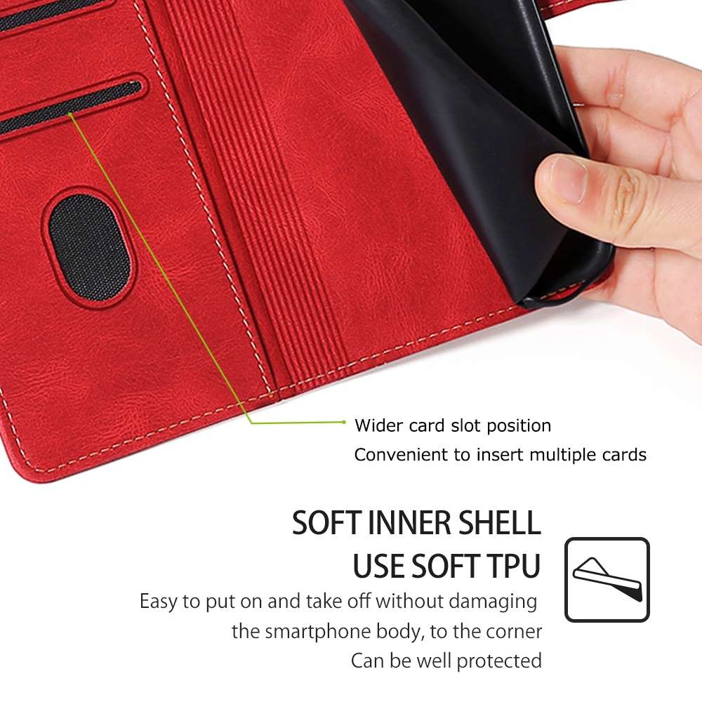 For Redmi 14C 4G Skin Feel Magnetic Buckle Leather Phone Case(Red)