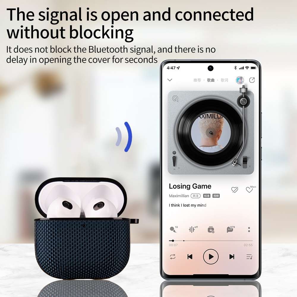 For AirPods Pro 3 Nylon Waterproof Wireless Earphone One-piece Case with Hook(Grey)