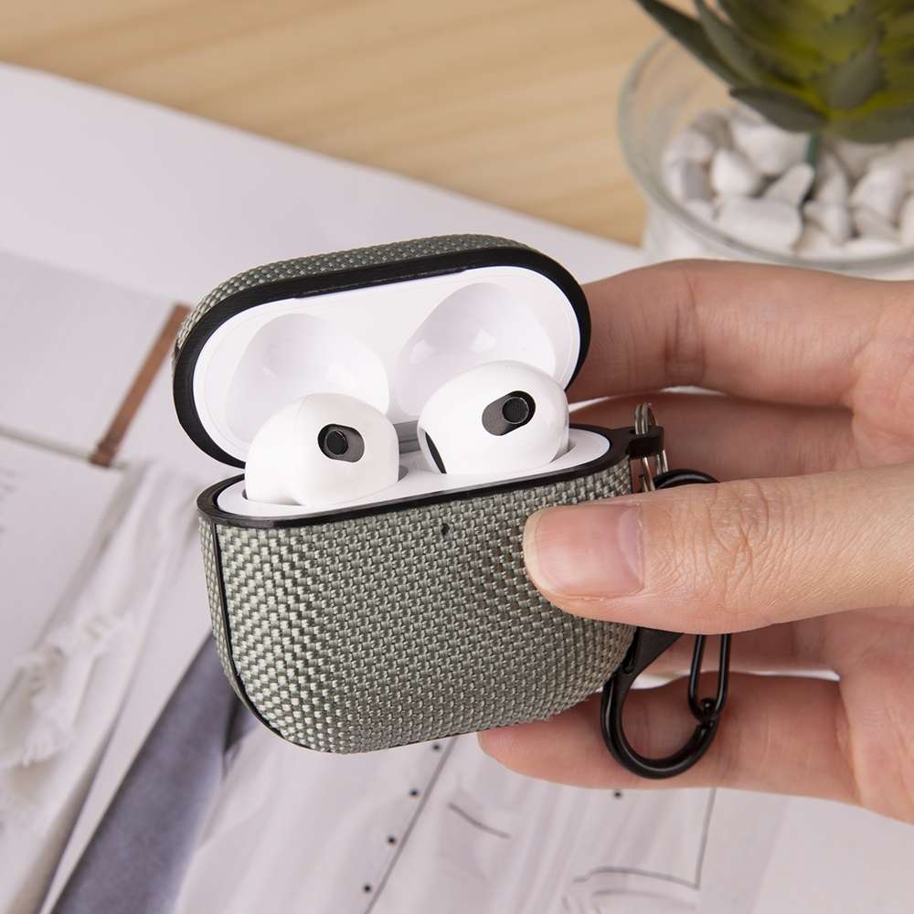 For AirPods Pro 3 Nylon Waterproof Wireless Earphone One-piece Case with Hook(Grey)