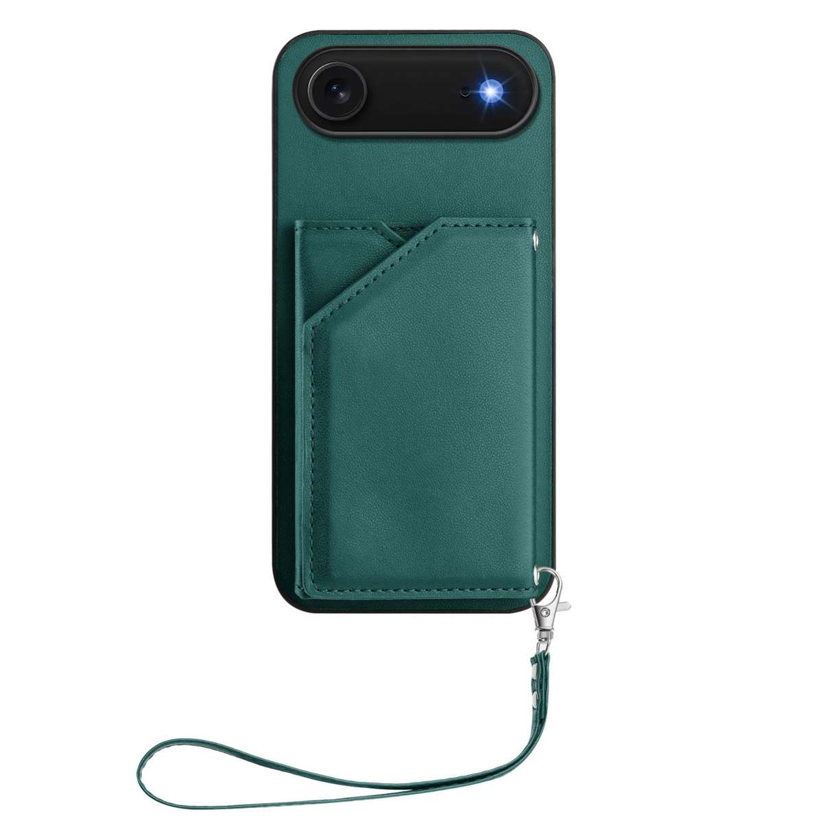 For iPhone Air Skin Feel Four Card Slots Phone Case with Wrist Strap(Green)