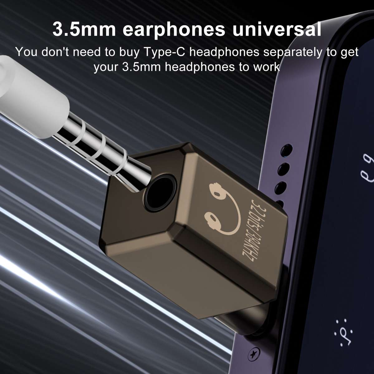 Type-C / USB-C to 3.5mm Earphone Digital Audio Adapter(White)