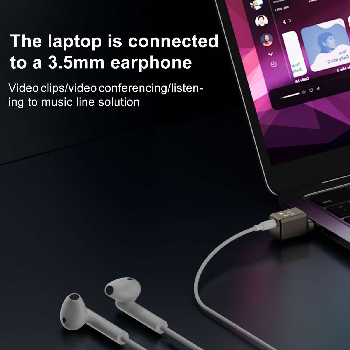 Type-C / USB-C to 3.5mm Earphone Digital Audio Adapter(White)