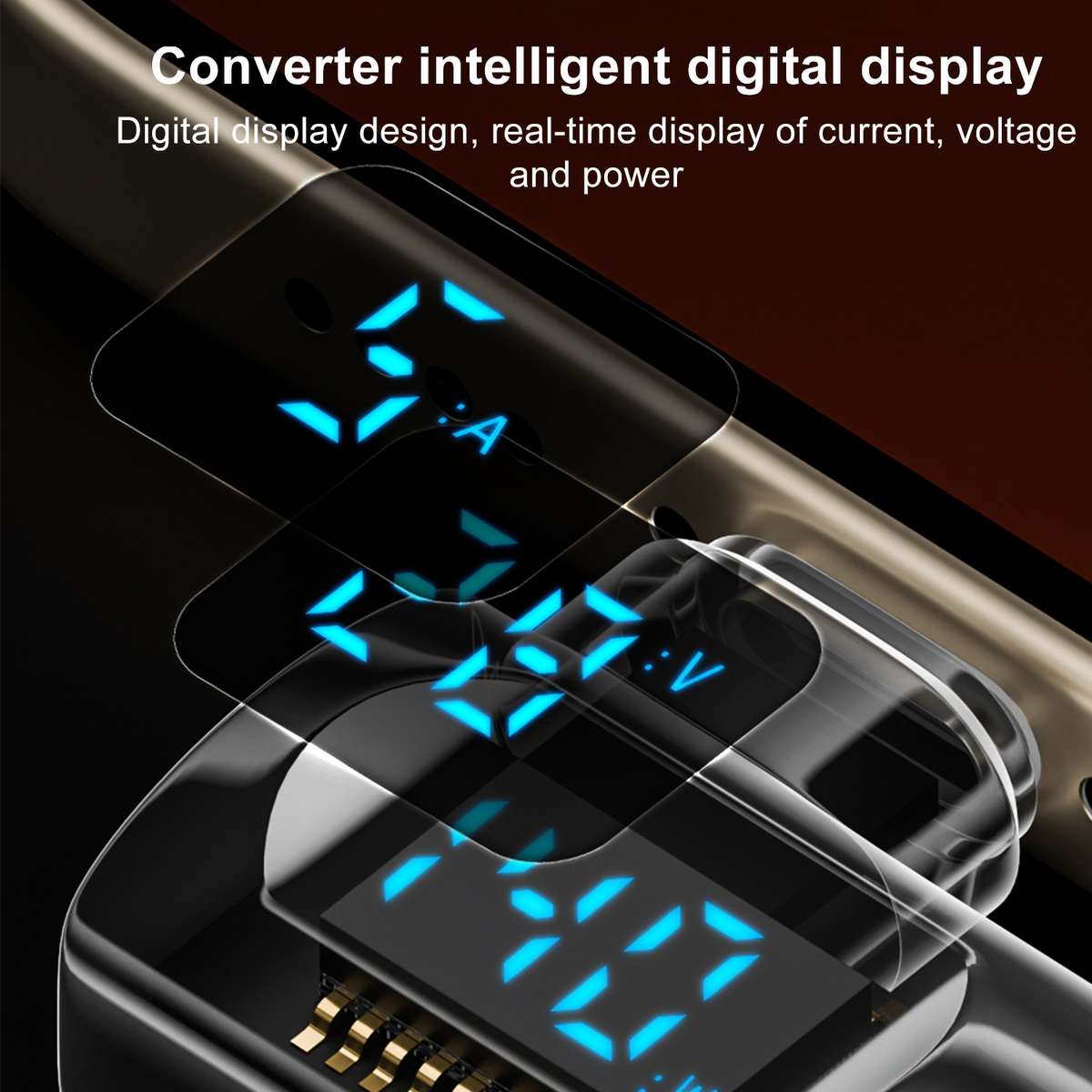 Type-C Male to Type-C Female Smart Digital Display Side Bend Charging Adapter(Blue)