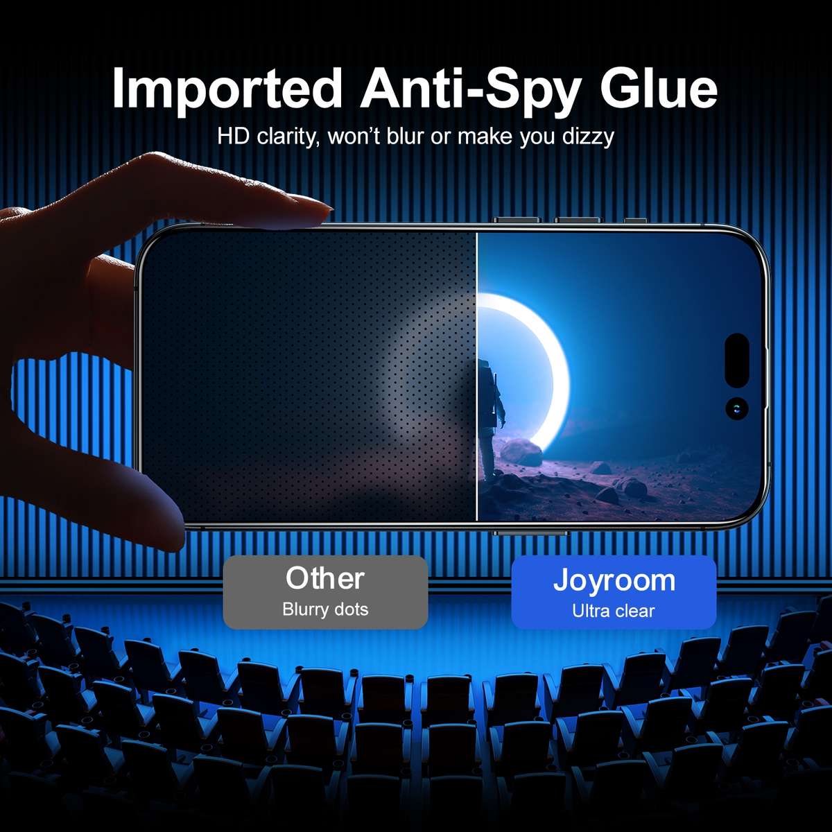 For iPhone 15 Pro Max JOYROOM Knight Series 2.5D Full Screen Privacy Tempered Film