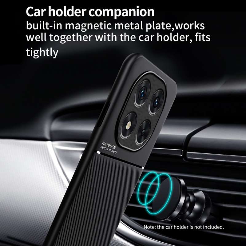 For Redmi Note 14 Pro 5G Classic Tilt Strip Grain Magnetic PC Hybrid TPU Phone Case(Black)