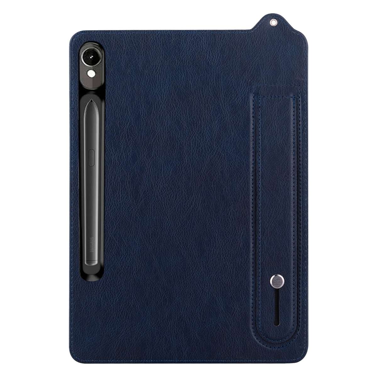 For Samsung Galaxy Tab S10 / S9 / S11 TPU Leather Back Tablet Case with Wristband(Dark Blue)