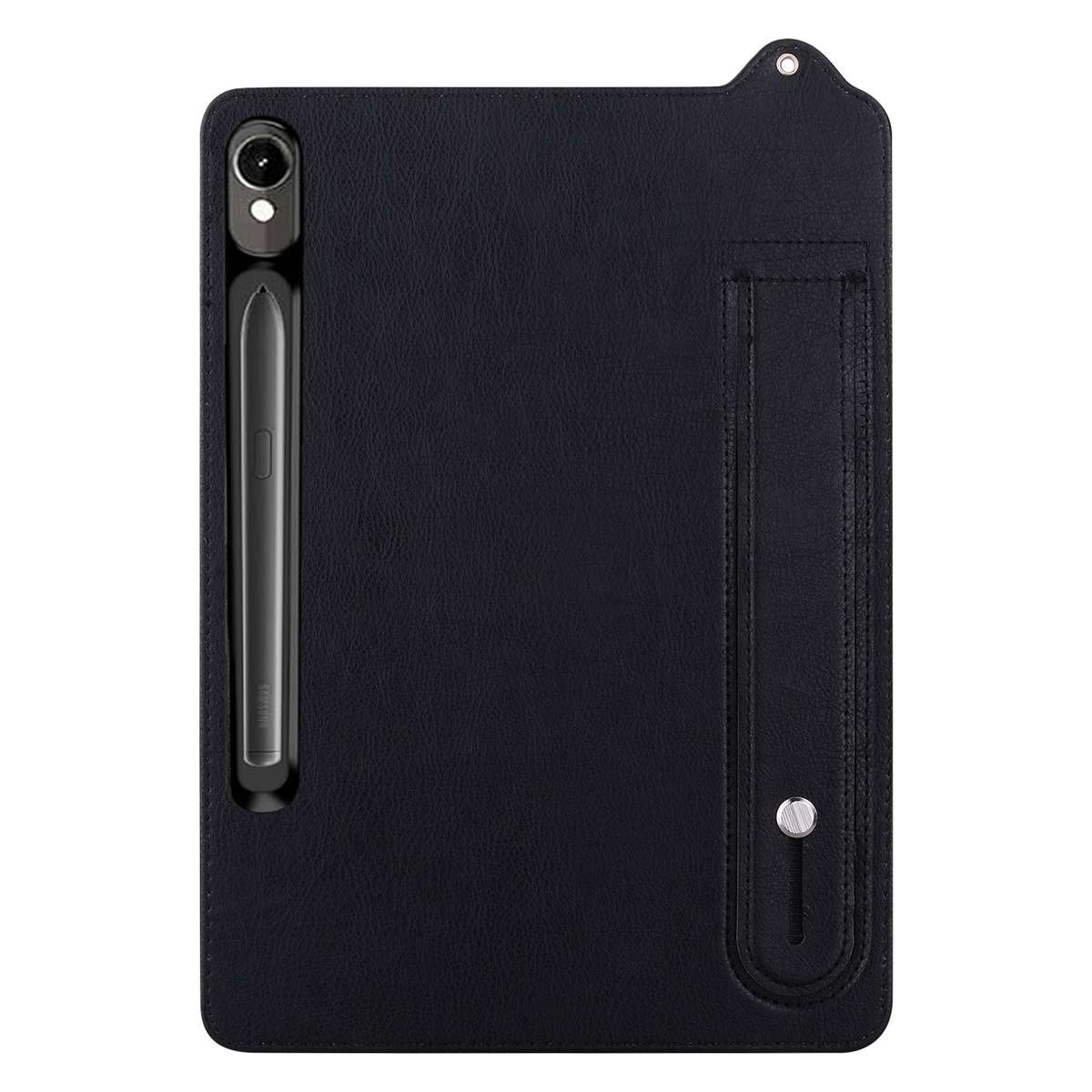 For Samsung Galaxy Tab S10 / S9 / S11 TPU Leather Back Tablet Case with Wristband(Black)