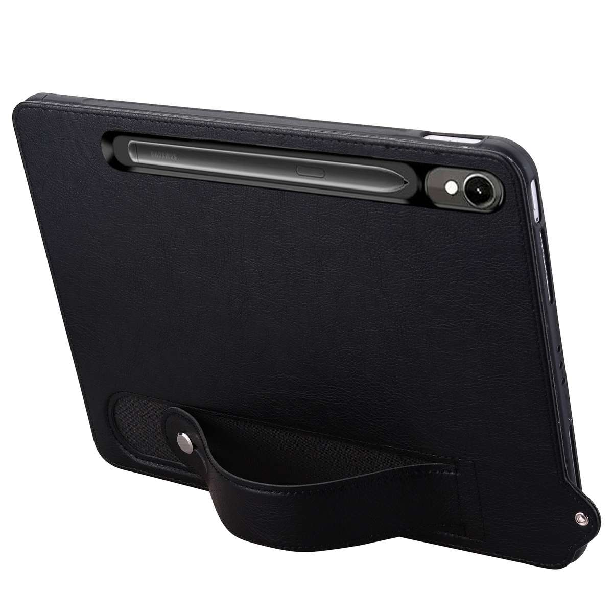 For Samsung Galaxy Tab S10 / S9 / S11 TPU Leather Back Tablet Case with Wristband(Black)