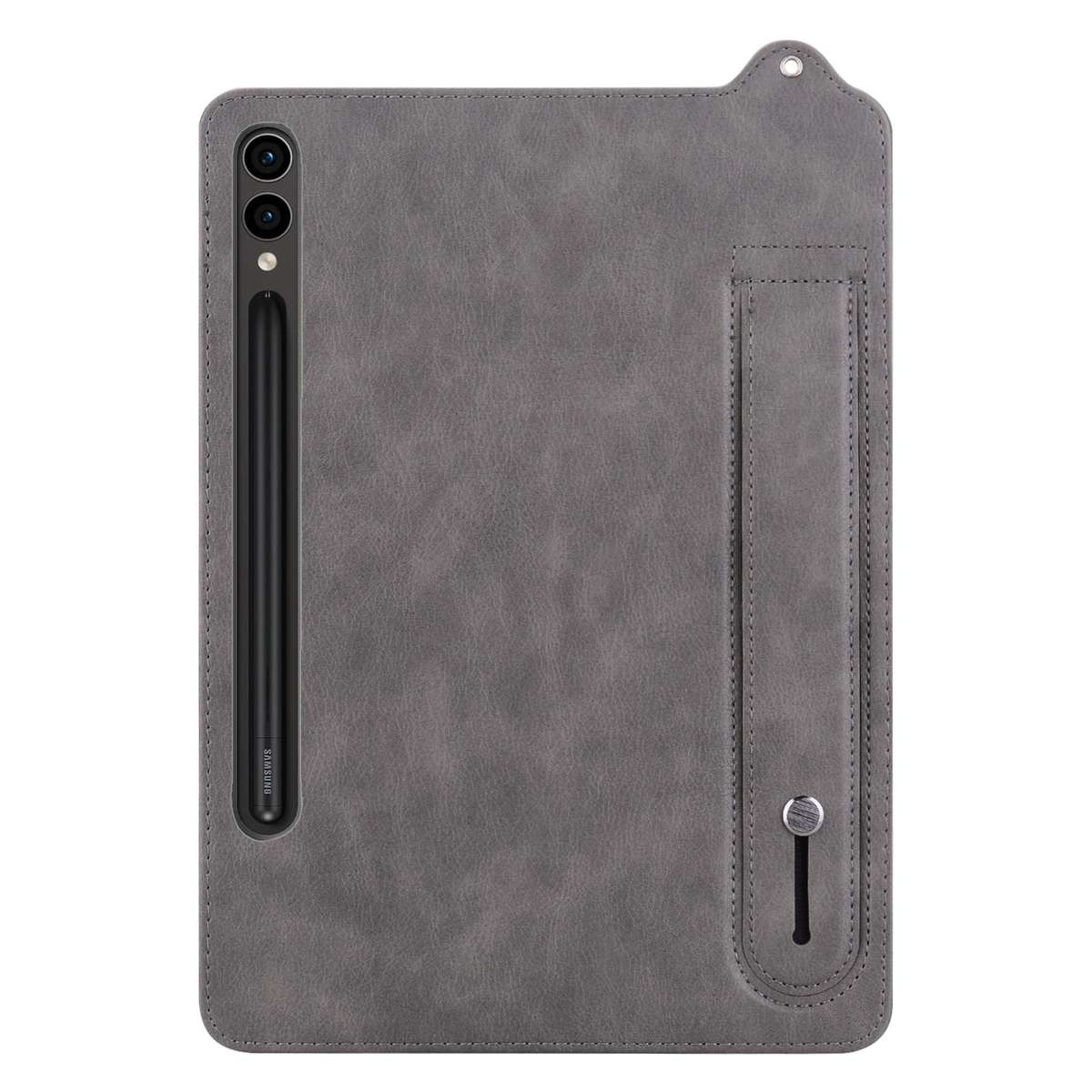 For Samsung Galaxy Tab S10+ / S9+ / S8+ TPU Leather Back Tablet Case with Wristband(Grey)
