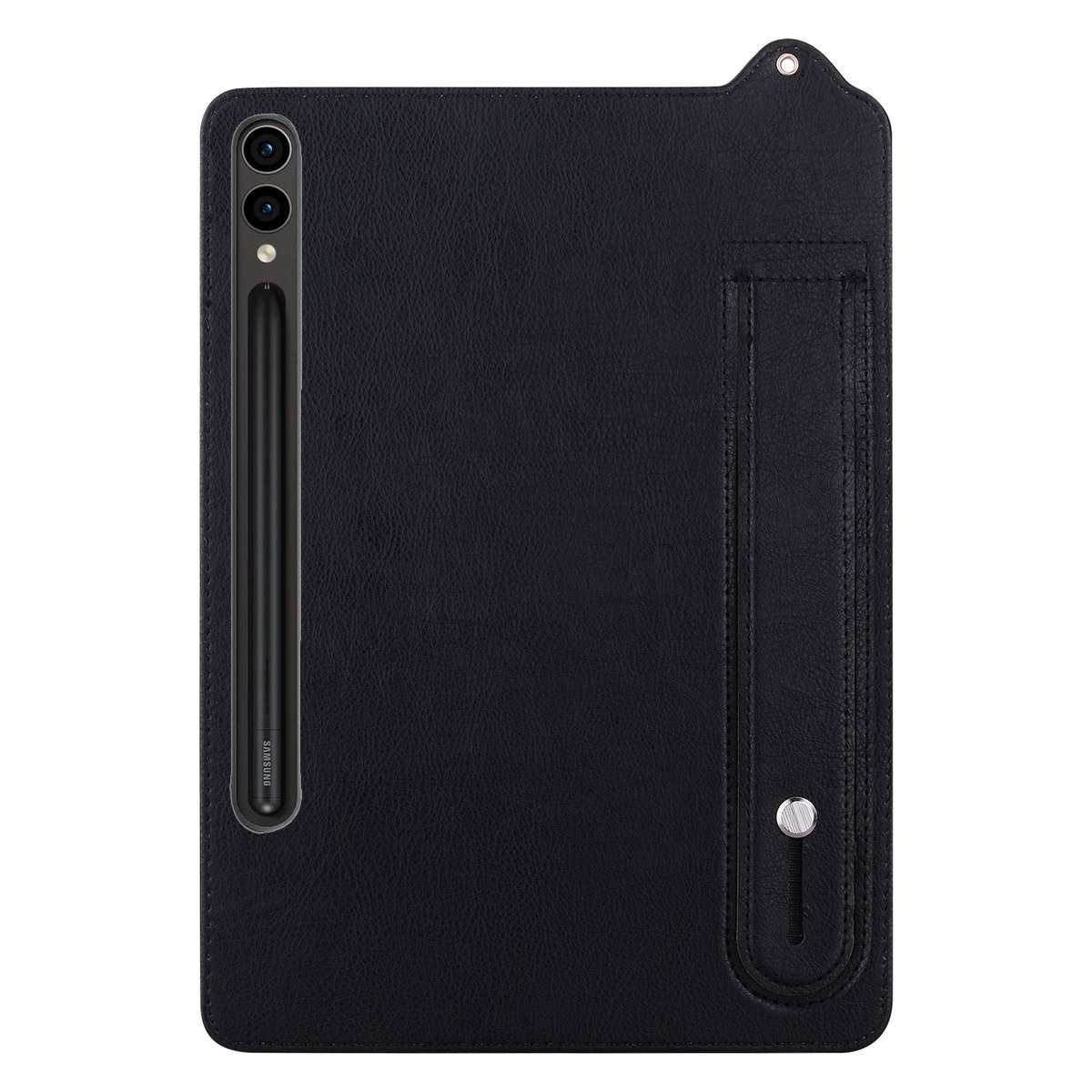 For Samsung Galaxy Tab S10+ / S9+ / S8+ TPU Leather Back Tablet Case with Wristband(Black)