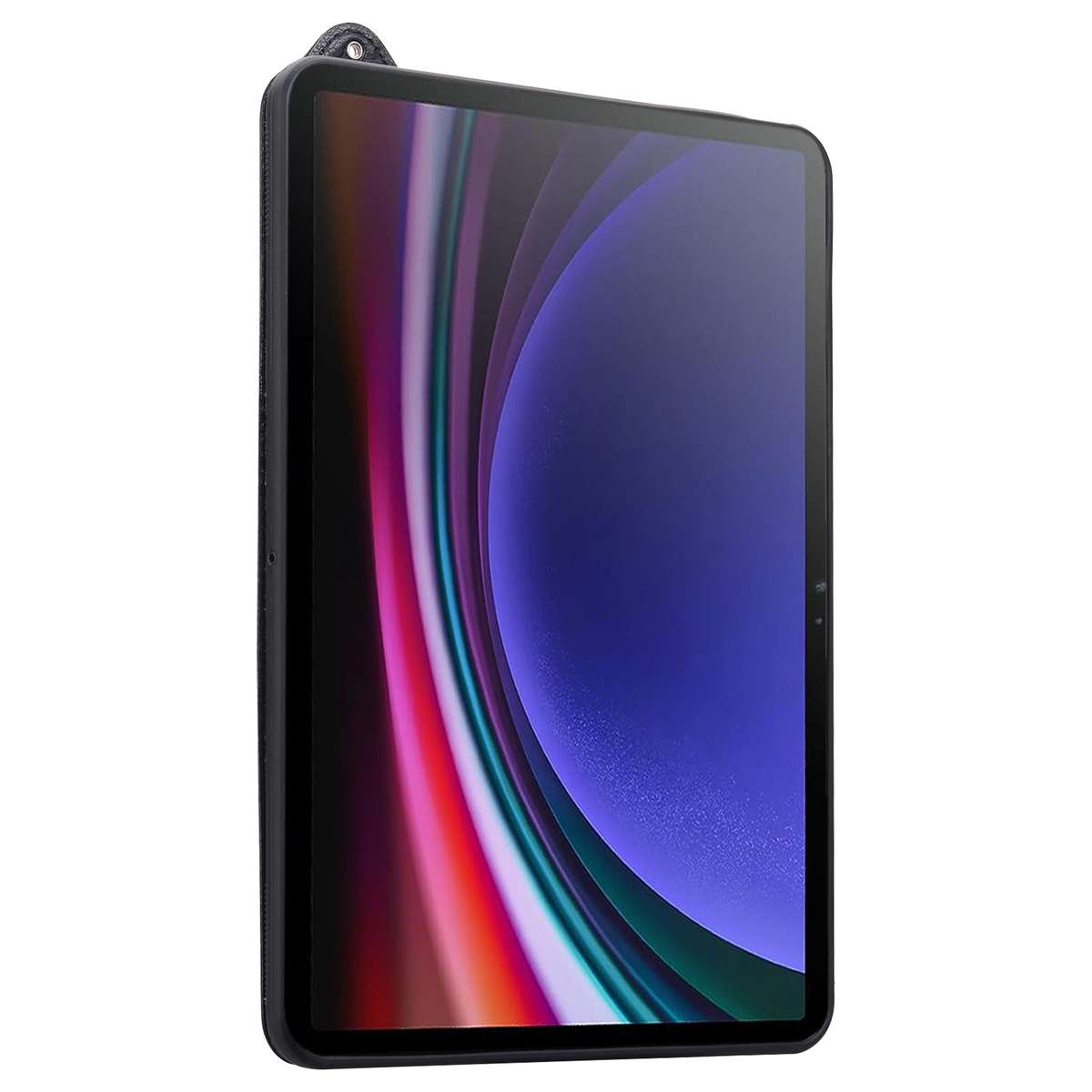 For Samsung Galaxy Tab S10+ / S9+ / S8+ TPU Leather Back Tablet Case with Wristband(Black)