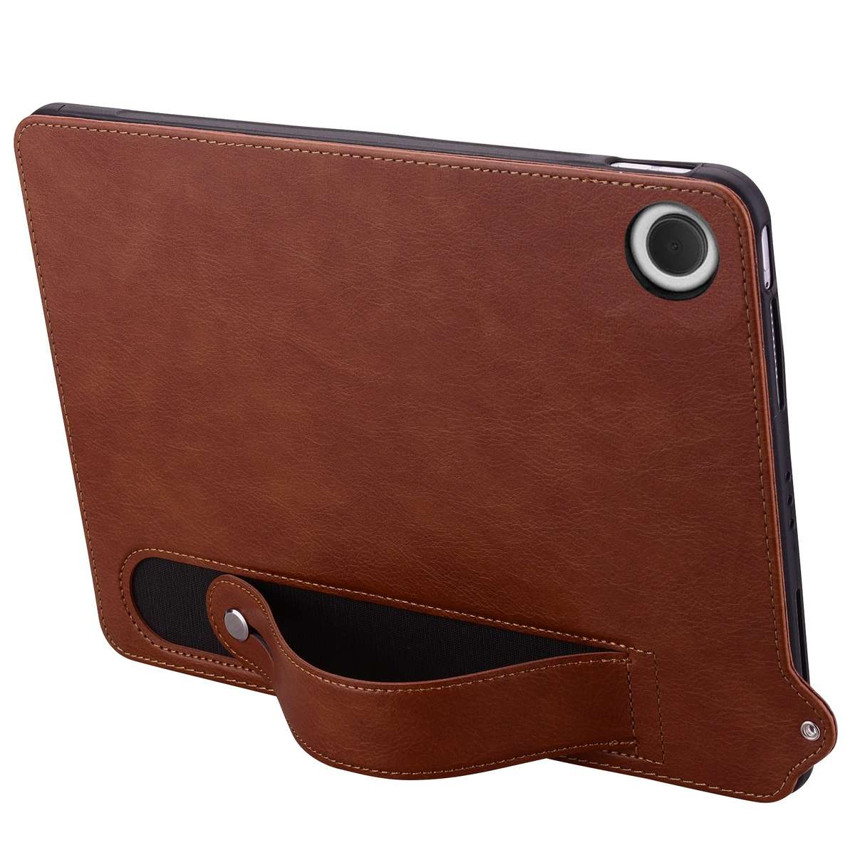 For Samsung Galaxy Tab A11 / A9 TPU Leather Back Tablet Case with Wristband(Brown)