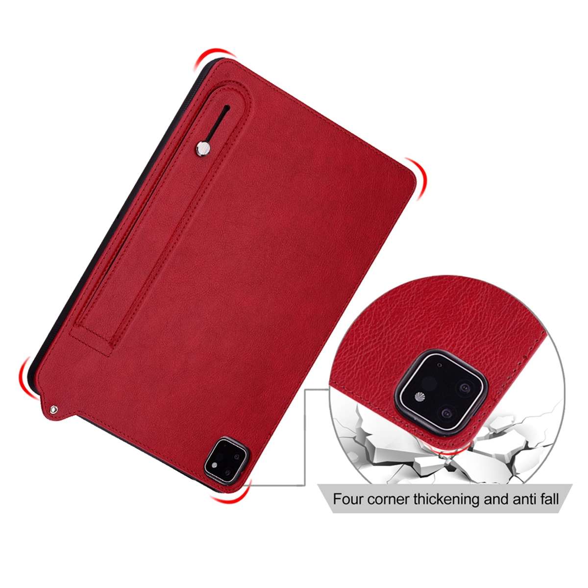 For Xiaomi Pad 8 / 8 Pro / 7 / 7 Pro TPU Leather Back Tablet Case with Wristband(Red)
