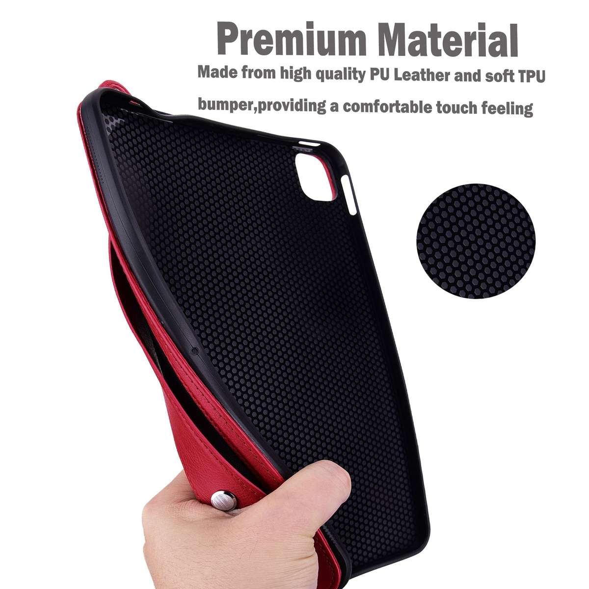 For Xiaomi Pad 8 / 8 Pro / 7 / 7 Pro TPU Leather Back Tablet Case with Wristband(Red)