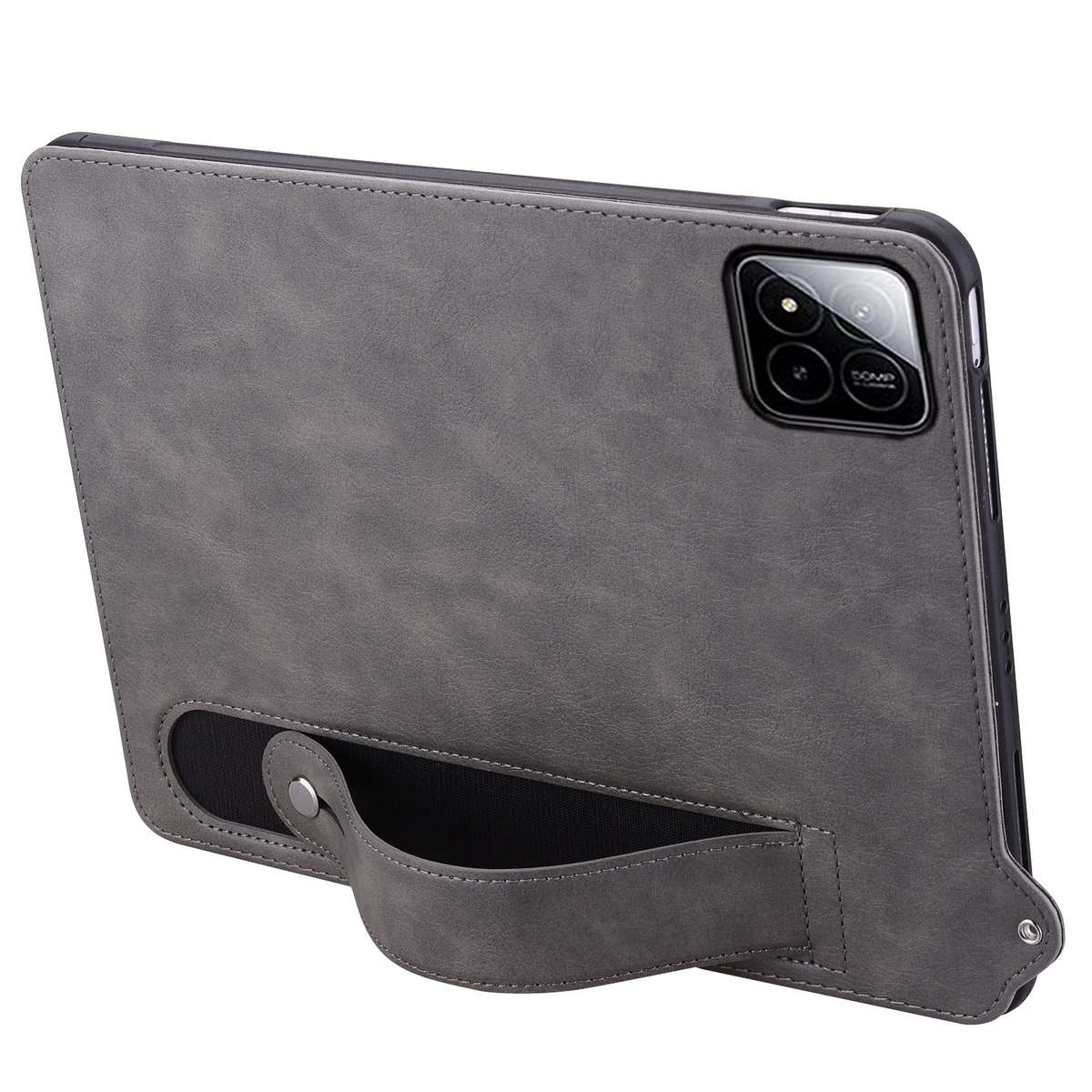 For Xiaomi Pad 8 / 8 Pro / 7 / 7 Pro TPU Leather Back Tablet Case with Wristband(Grey)