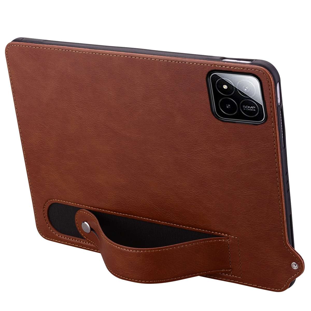 For Xiaomi Pad 8 / 8 Pro / 7 / 7 Pro TPU Leather Back Tablet Case with Wristband(Brown)