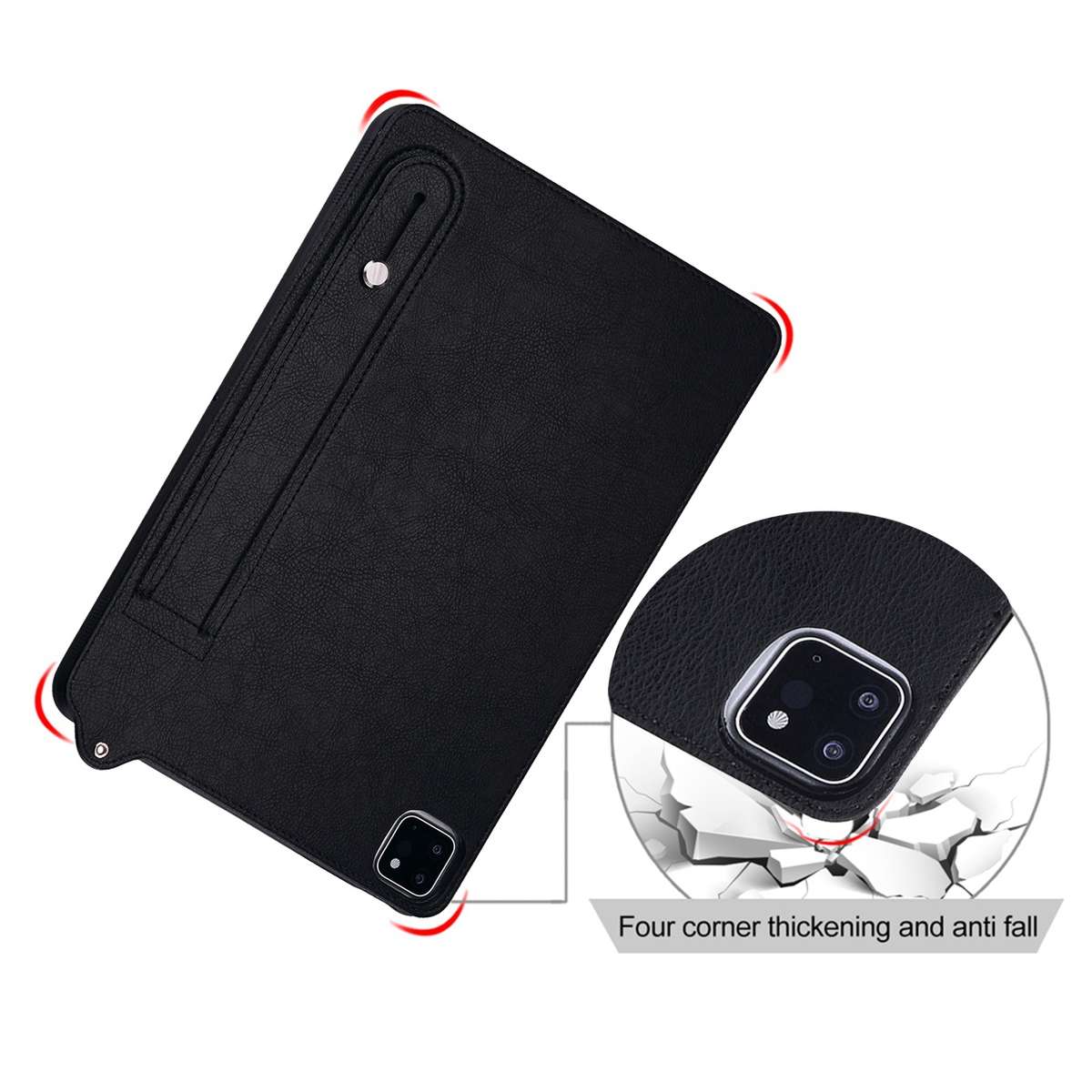 For Xiaomi Pad 8 / 8 Pro / 7 / 7 Pro TPU Leather Back Tablet Case with Wristband(Black)