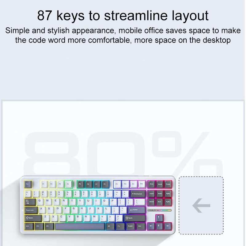 AULA F87 Pro 87 Keys Wired/2.4G/Bluetooth Three Model Customized RGB Mechanical Keyboard(Ash Wood Sh
