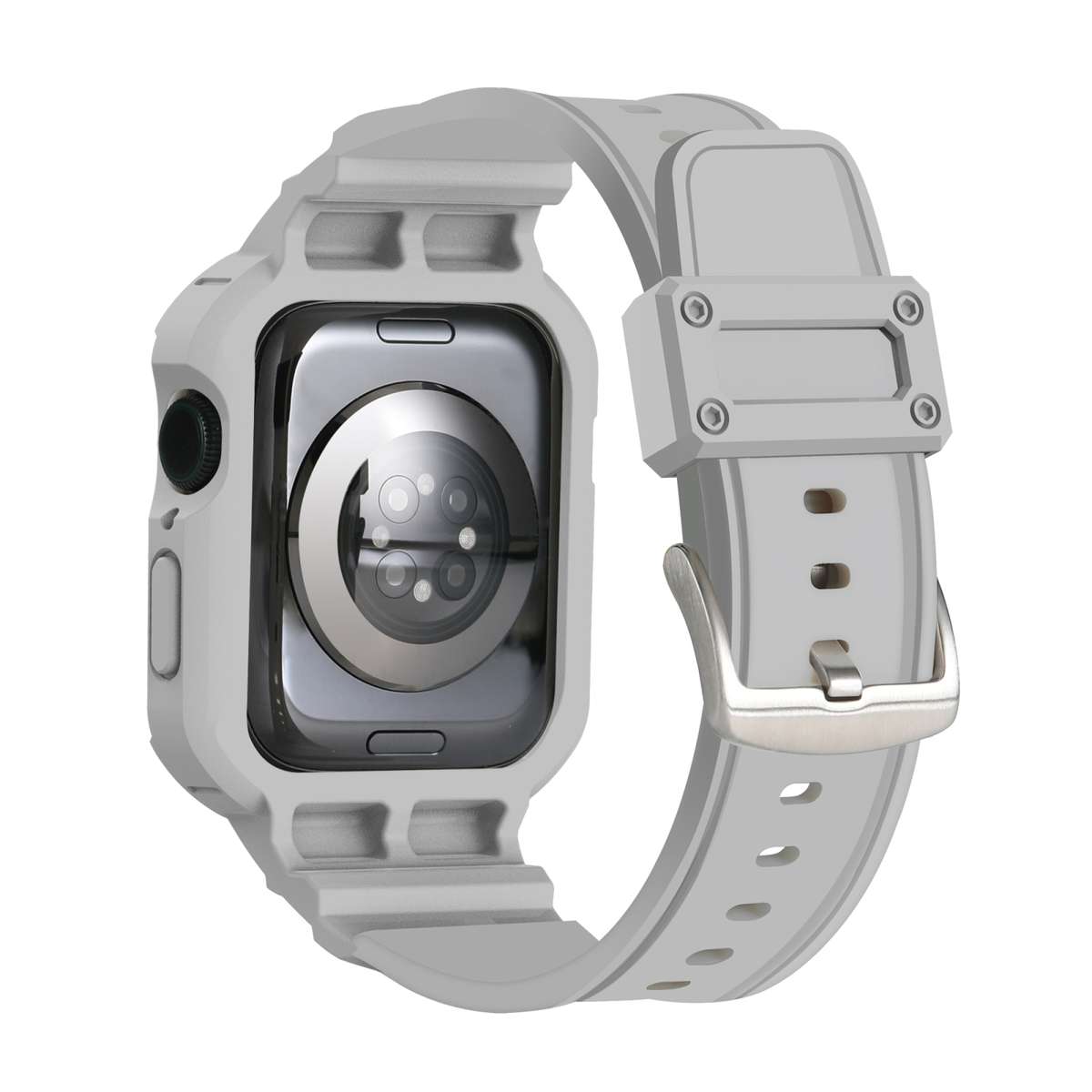 For Apple Watch Series 10 / 11 46mm Armor TPU Case Integrated Watch Band(Light Grey)
