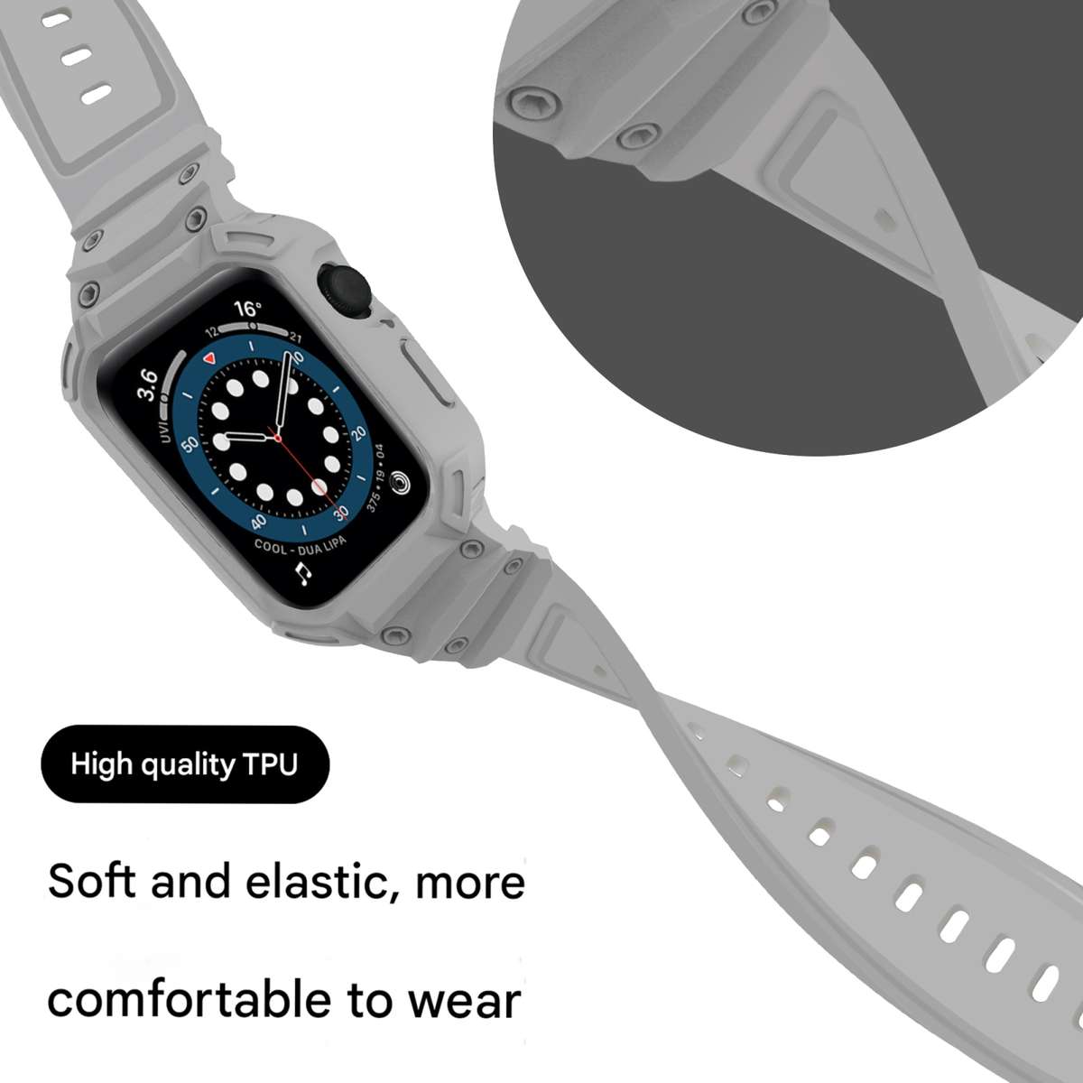 For Apple Watch Series 10 / 11 46mm Armor TPU Case Integrated Watch Band(Light Grey)