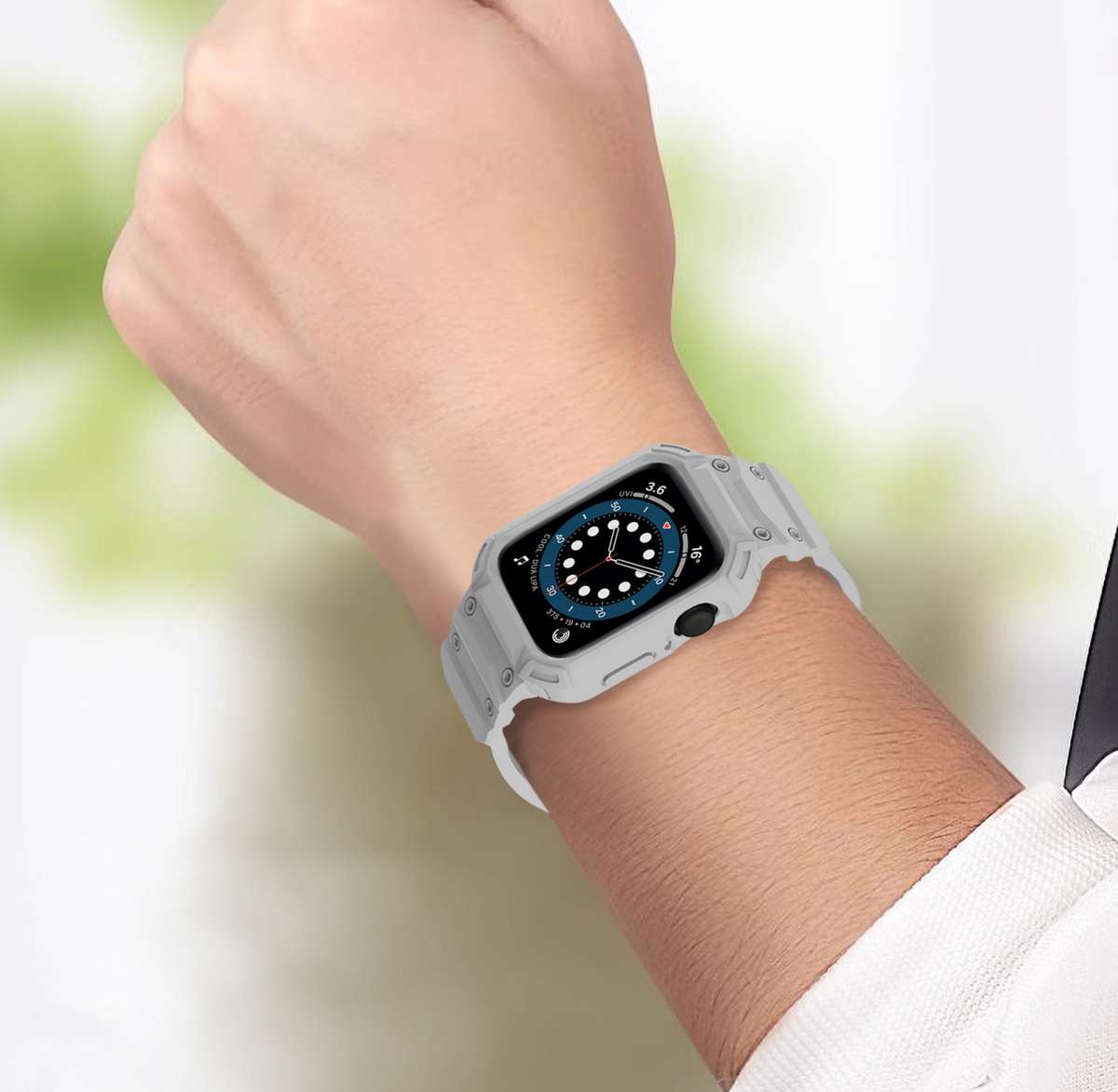For Apple Watch Series 10 / 11 46mm Armor TPU Case Integrated Watch Band(Light Grey)
