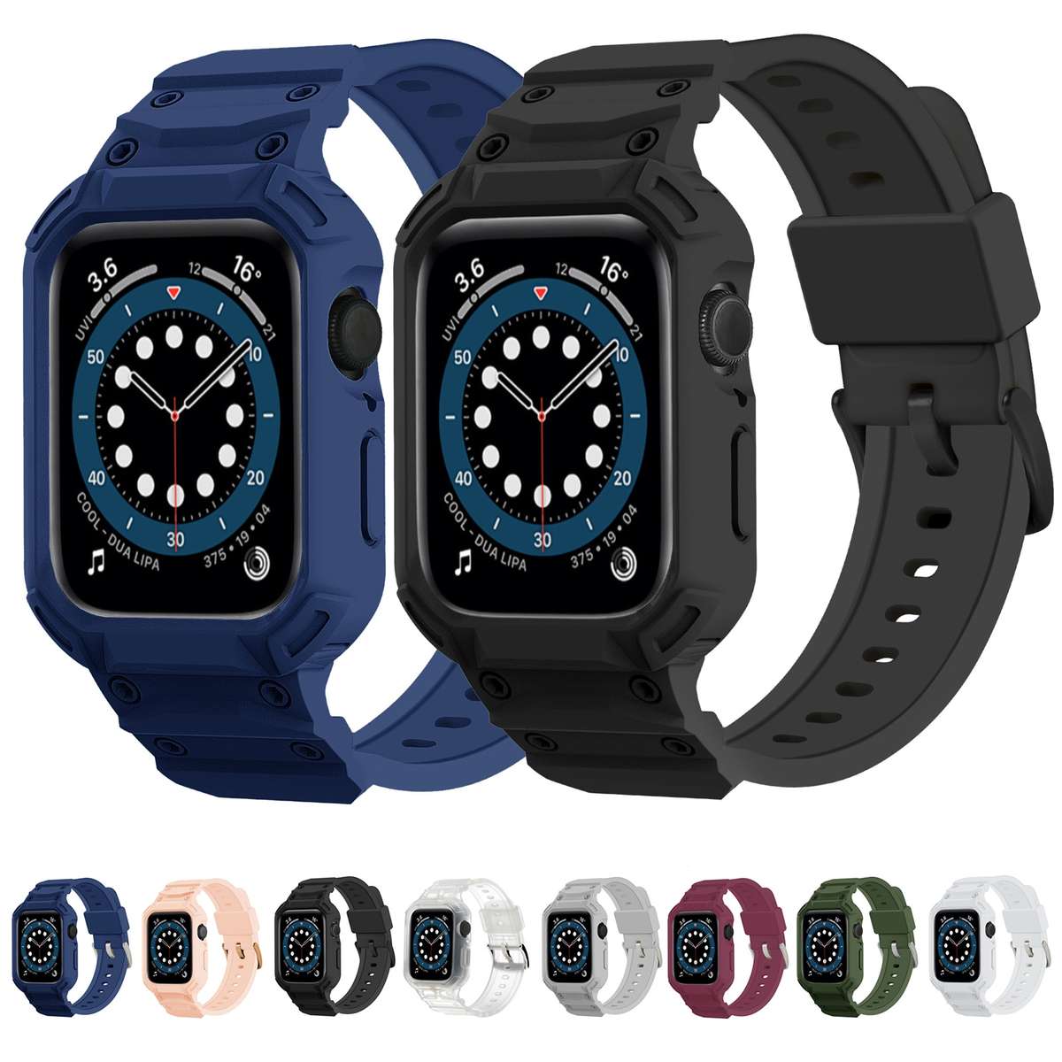 For Apple Watch Series 10 / 11 46mm Armor TPU Case Integrated Watch Band(Light Grey)