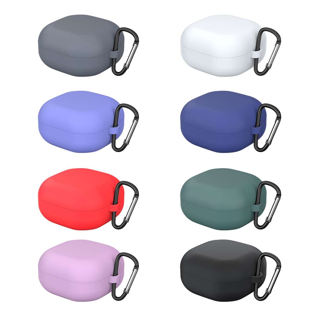 For New Samsung Galaxy Buds Live/Pro Solid Color Anti-fall Earphone Protective Case wi ... (Black)